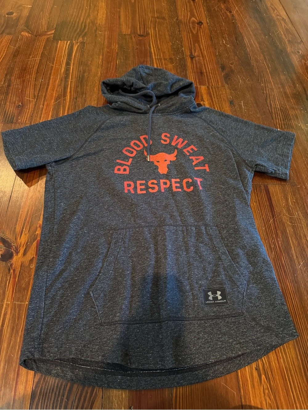 Under Armour Men’s Short Sleeve Hooded Tee - Dark Gray with Red Logo